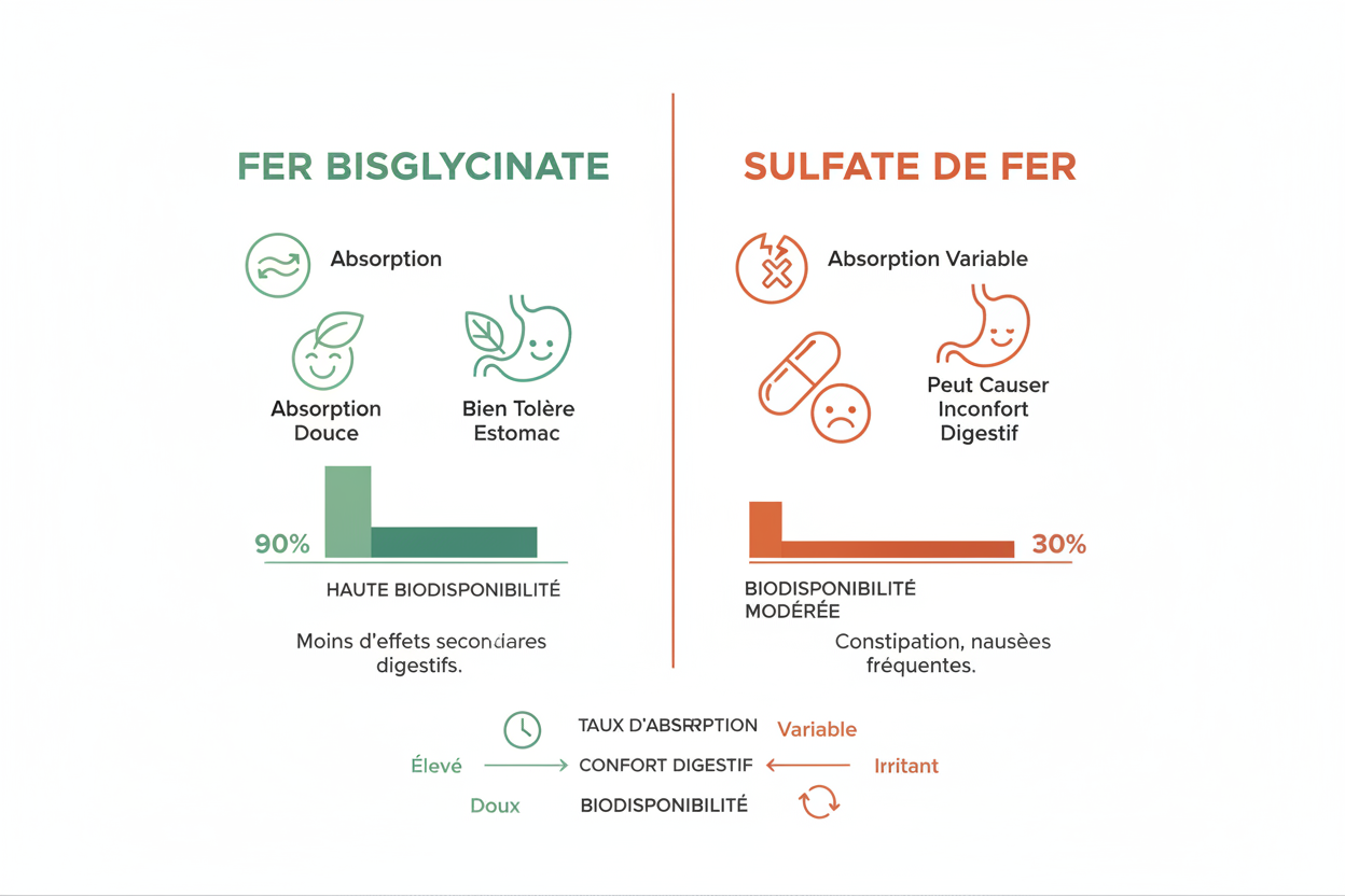 Fer bisglycinate vs sulfate de fer : le comparatif